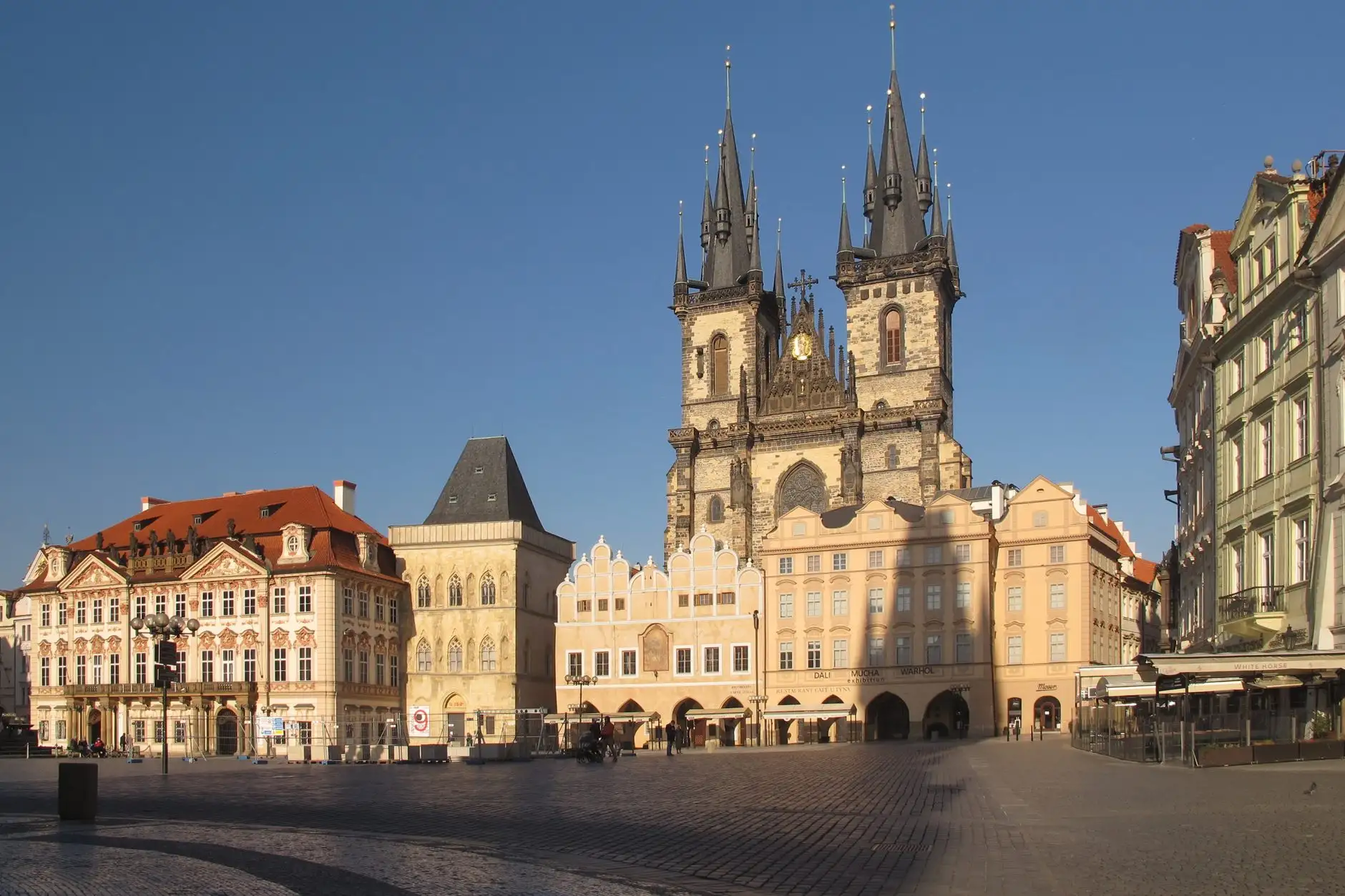 Prague's Old Town Square and the Church of Our Lady before Týn.